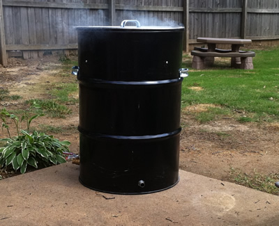 Ugly Drum Smoker in action