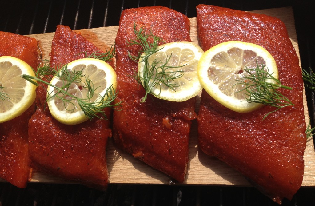 cedar plank grilled salmon