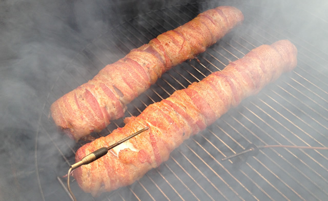 Bacon Wrapped Backstrap on the grill