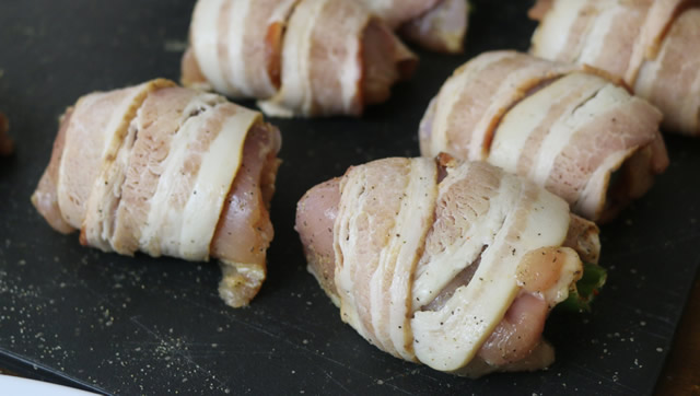Bacon Wrapped Jalapeno Chicken Thighs