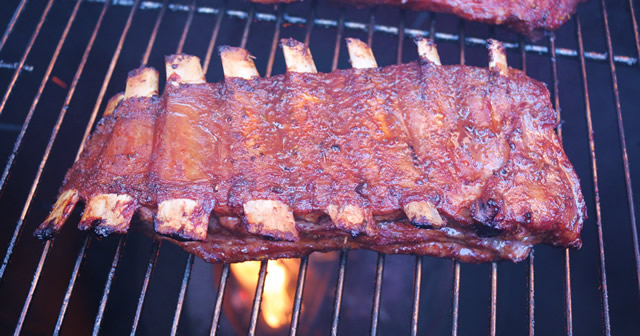 Smoked Lamb Ribs on the grill