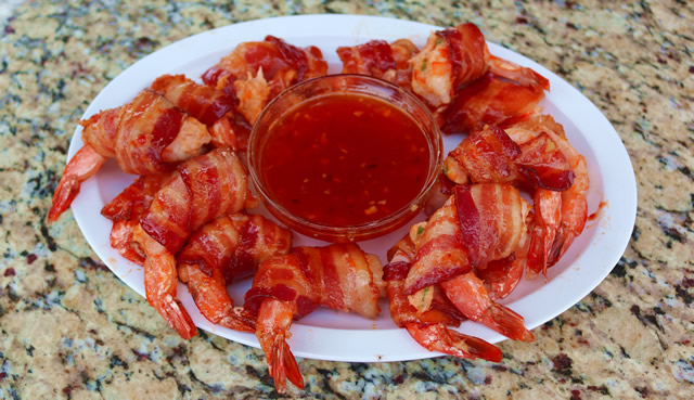 Bacon Wrapped Grilled Shrimp
