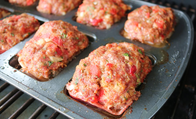 smoked mini meatloaf in smoker