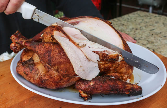 Carving Cajun Smoked Turkey
