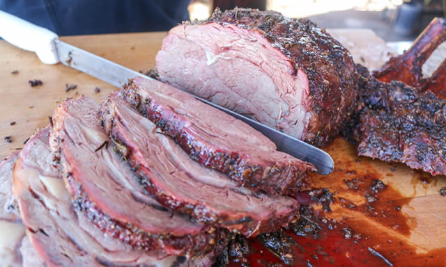 sliced standing rib roast