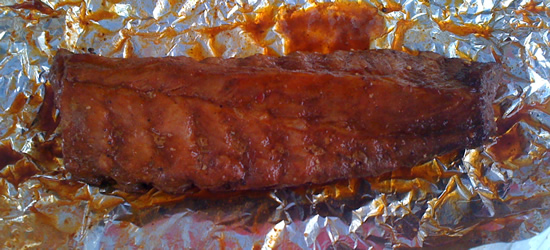 Baby back ribs on foil