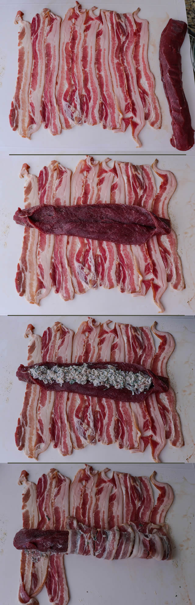 Bacon-Wrapped Stuffed Deer Back Strap or Tenderloin