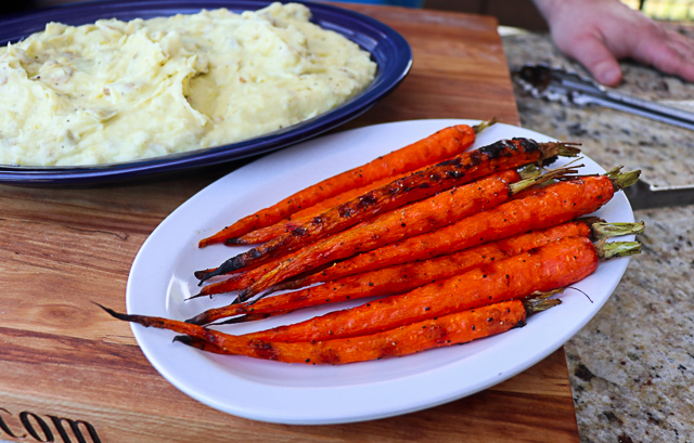 roasted carrots and mashed potatoes