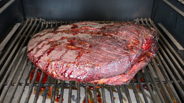 smoked brisket on a pellet grill