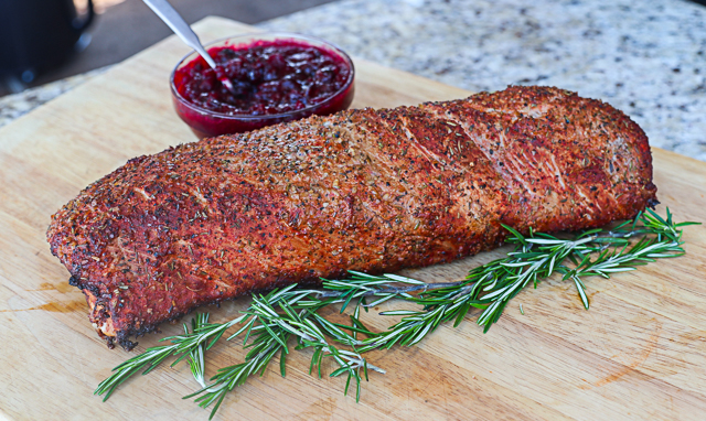 smoked pork loin with cranberry sauce