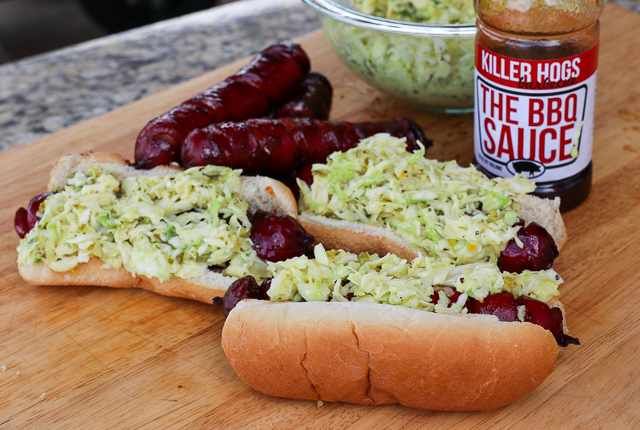 DEEP FRIED HOT LINKS WITH COLE SLAW