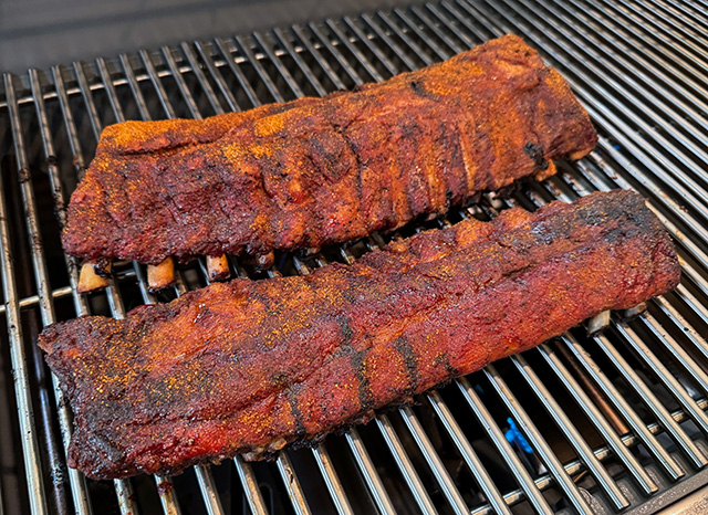 Barbecue pork ribs on the grill hotsell